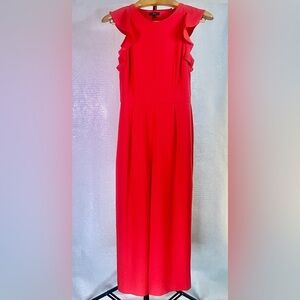 J. Crew Sleeveless Ruffle Red Jumpsuit In 365 Crepe For Women